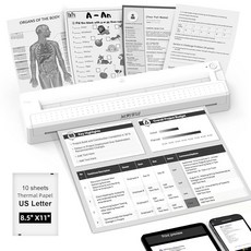 가정용 여행용 YIRIGUI 휴대용 무선 잉크리스 프린터 M9 소형 블루투스 열 프린터 지원 8.5인치 X 11인치 레터 및 A4 용지 휴대폰 학교 사무실용 PC 10