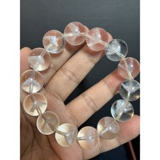 白水晶全內包人工雷射白金字塔手鍊 16mm大尺寸圓珠, 1個, 白色