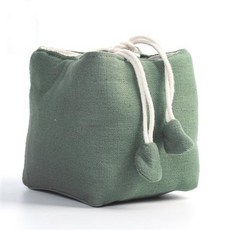 嘉義出貨 日式加厚棉麻快客杯佈包一壺單杯便攜旅行茶具收納袋子手提束口布袋, 淺綠色, 1個