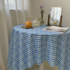 체크 식탁보 인테리어 투체크 주방테이블 폴리에스테르 테이블보 감성 다용도 사각 캠핑 장식 러너 매트, 베이지 2줄체크