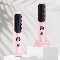 스피세프 휴대용 충전식 빗 고데기 무선 브러쉬 고데기, C핑크