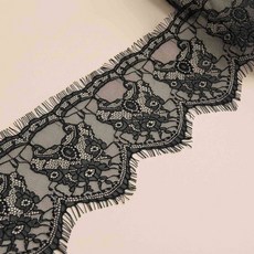 (팩당 3m) 15.5cm 와이드 속눈썹 레이스 의상 인테리어 웨딩 인테리어 수제 DIY 레이스, 1개, black 1개, black