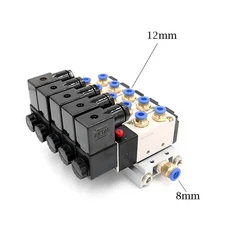12/24V DC 110/220V AC 멀티 옵션 4V210-08 머플러 피팅 베이스 매니 폴드가있는 공압 솔레노이드 밸브 블, 02 DC24V, 17 5 Row 12mm fitting, 1개