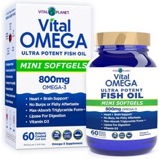Vital Planet - Vital Omega 3 Fish Oil Mini Softgels Supplement with 800mg of High Potency Wild Cau, Vital Planet - Vital Omega 3 F, 1개