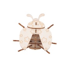 3D立體木質動物系列拼圖 兒童益智早教DIY拼裝玩具, 瓢蟲, 1個