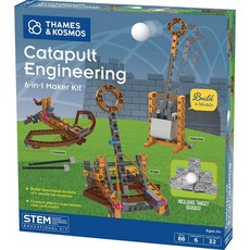 Thames&Kosmos 템즈앤코스모스 Catapult Engineering STEM 메이커 키트 독특한 중세 기계 모델 6개 제작 물리학 탐색 안전한 폼 볼 및 소프트 팁 발