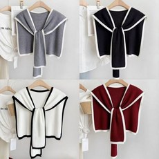 가디건 조끼 니트 배색 오피스 판쵸 머플러 세미 데일리 [1EA 또는 1set 구성]