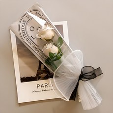 아스파시아 로코코 라인 장미 비누꽃 두 송이 꽃다발, 블랙, 1개