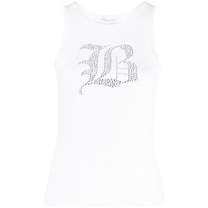 블루마린 라인스톤 로고 골지 탱크 탑