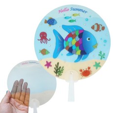 5인용 스티커 원형 투명부채꾸미기 여름만들기 유아용 돌봄교실 종이부채