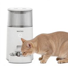 WANTECI 寵物自動餵食器 APP 遠端遙控設計, 白色, 1個, 2.5L