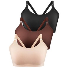 MOM 맘Wills 모유 수유용 골지 수유 브라 임산부 브라 블랙/크림/브라운 XL 231699