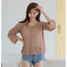 코바늘 베이스 가디건 패키지, M~L, 코랄, 1개