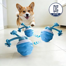 움직이는 강아지 장난감 자동 공 소리나는 회전 터그놀이, 1개, 푸른색