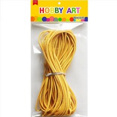 10줄 인조가죽끈 스웨이드 노랑 롤, 약 두께 3mm 길이 92cm 1롤