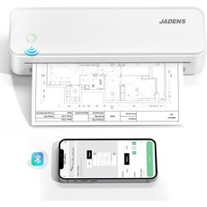 여행용 JADENS 휴대용 프린터 무선 열 잉크 없는 iOS Android 및 노트북과 호환되는 8.5인치 X 11인치 용지 지원, white