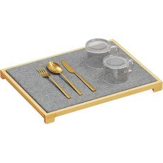 SpaceAid 스톤 식기 건조 매트 주방 조리대 대나무 랙 건조 패드, 1개, 그레이, 1단