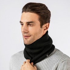 엘마운틴 부드럽고 편안한 착용감 벨벳 넥워머 고급형 남성 여성 방한 목토시, 블랙, 1개