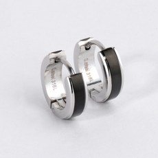 VARAM [한쌍] 써지컬스틸 무광 검정라인 귀걸이 남성귀걸이 유니크스타일 심플귀걸이