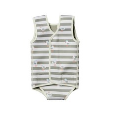 SUNNYLiFE 아기 잠수복 Sammy The Seagull 그린 스트라이프 폴리에스터 및 천연 고무 두께 2mm 6-18개월 수영, SUNNYLiFE 아기 잠수복, Sammy The Se