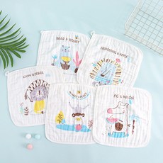 papa 純棉細紗布口水巾, 1個, 吃貨系列【5條裝】