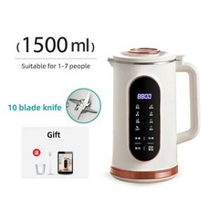두유 기계 전기 착즙기 믹서기 믹서 메이커 벽 브레이킹 기계 10 잎 블레이드 아침 식사 1500ML, 6) 1500ML-AU