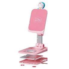 락 도라에몽 데스크탑 접이식 휴대폰 거치대 피규어 포함 RPH0995, 1개, 핑크