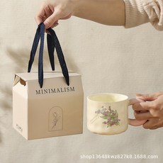 五一伴手禮禮物陶瓷馬克杯禮盒杯子節日實用禮品套裝現貨企業採購, 1個, 鈴蘭聽雪【杯+手提禮盒】