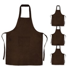 긱보드 주방 카페 생활방수 포켓 앞치마 세트, 4P, 브라운
