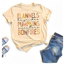 여성용 가을 호박나무 가을 추수감사절 티셔츠 (미국 알파 라지 레귤러 레귤러 색상 A), 색상 A