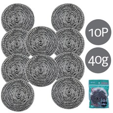 [10개 묶음](철수세미 A타입 40g 5P +5P= 총10P) 녹제거 탄냄비 주방 청소솔 스텐 은사 수세미 리필, 실버, 10개