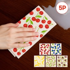 스웨디시 셀룰로오스 디자인 주방행주 패턴혼합 5P, 1세트