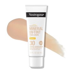 Neutrogena Purescreen+ 미네랄 UV 틴트 페이스 리퀴드 틴트 자외선 차단제 - 100% 미네랄 활성 및 비타민 E 함유 자연스러운 톤 향상 방수 광범위한