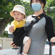 嬰兒揹帶 抱娃神器 解放雙手 腰凳 多功能 四季通用, 黑色