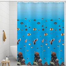 코팅블루 북유럽 호텔 폴리 PEVA DTP 화장실 방수 샤워커튼, 13.수족관, 180×180cm, 1개