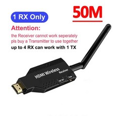 080P 50m 무선 HDMI 익스텐더 TX ~ 4 분배기 비디오 송신기 수신기 PS4 카메라 노트북 PCTV 모니터 프로젝, 3) 50M RX, 1개