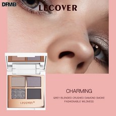 DFMEI LC四色眼影盤新款女LECOVER啞光珠細閃光超閃爆歐美大地高光眼影, 1個, 魅影【碎鑽 水泥冷豔】:如圖