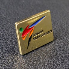 WT세계태권도연맹 뺏지 사각 태권도 뱃지 기념품, 1개, 혼합