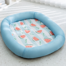 睡個好覺 寵物冰絲涼感墊 寵物涼墊 狗涼墊 貓涼墊 寵物床墊 寵物睡墊, 1個, 橢圓【西瓜】,XL