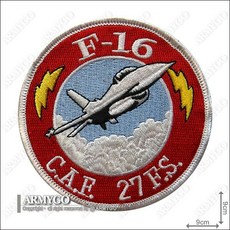 ARMYGO 空軍F-16戰鬥機臂章 第27作戰隊紀念徽章, 1個, 不車魔鬼氈