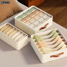 DFMEI 天山棉麻內衣收納盒抽屜式分類可摺疊多功能襪子分格收納大儲物箱, 1個, 天山棉麻