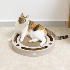 네코이찌 대형 장난감 공놀이 고양이 원형 스크래쳐, 내추럴, 1개