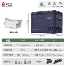 차량용냉장고 냉동고 겸용 캠핑용 화물차 야외용 가정용 이동식아이스박스, A28 28L, 1L