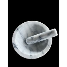 花蓮大理石杵臼 附研磨棒 白色紋理 廚房料理研磨器, 1個