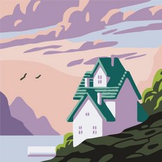 피포페인팅 HP10118 바닷가 별장 그림그리기세트 미니 20x20, 상세페이지 참조, 1개