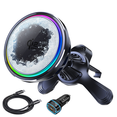 아이시(isee) Qi2 25W 맥세이프 냉각 쿨링 차량용 아이스맥 초고속 무선충전기+75W 시거잭+C to C케이블, 블랙 블랙