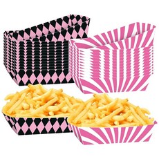 OUSHIZF 웨스턴 카우걸 종이 음식 트레이 핑크 및 블랙 일회용 스낵 트레이 웨스턴 로데오 파티 용품 12개, OUSHIZF 웨스턴 카우걸 종이 음식 트레이, 핑크