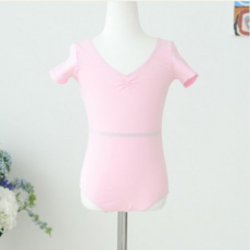 [유제이컴퍼니] 반팔 핑크 레오타드 유아 아동 여아 발레복 키즈발레