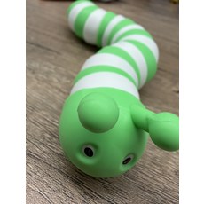 綠色條紋毛毛蟲玩具, 白綠色, 1個