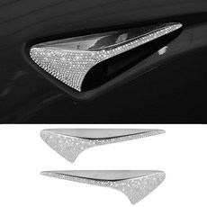 Goodangie00 2Pcak 블링 크리스탈 사이드 카메라 표시기 보호 커버 HW4.0 장식 테슬라 모델 32024-2025 하이랜드 및 2025 뉴 Y 주니퍼 액세서리와, 1개